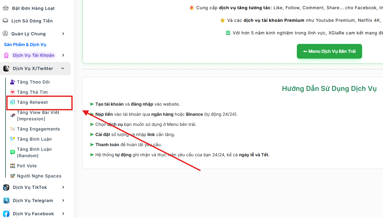 Dịch vụ tăng Retweet X (Twitter) nhanh chóng và an toàn tại XGiaRe.com